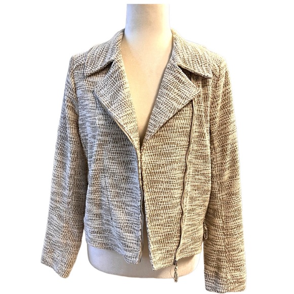 Max Studio Tweed Moto Zip Jacket Small - Picture 1 of 7